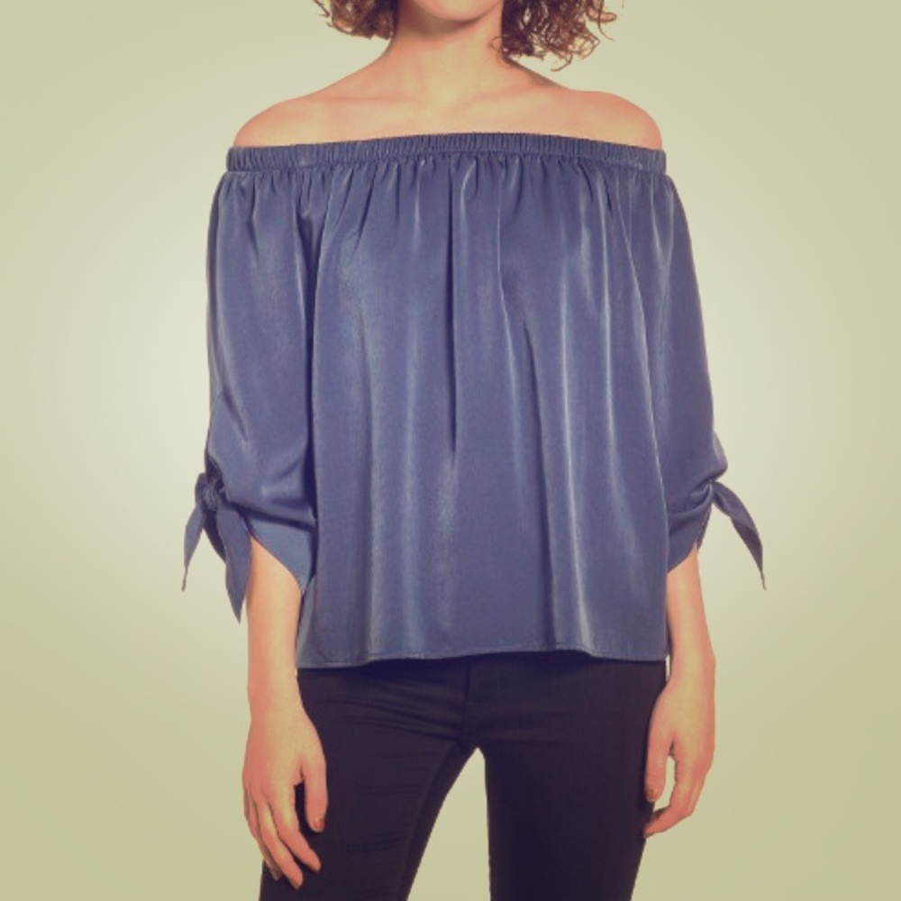 SILK BLUE BLOUSE NWOT